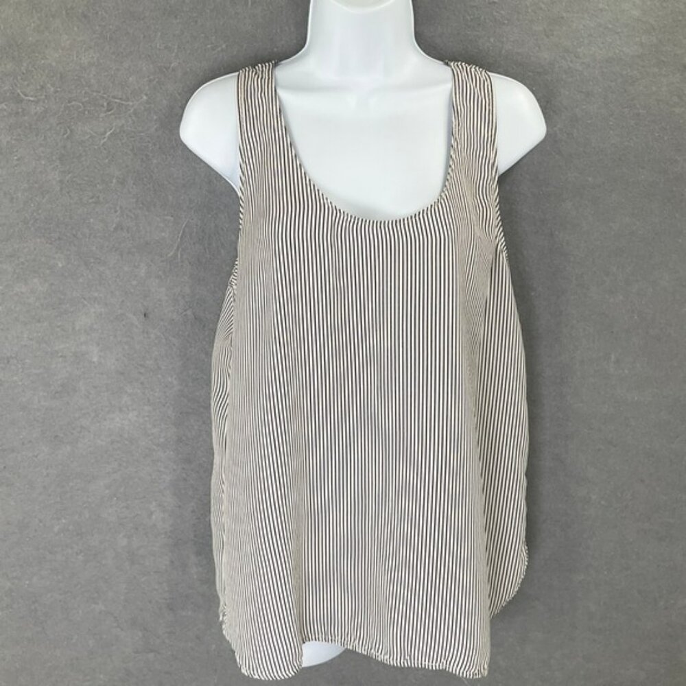 Everlane Tank Top‎ Women's Sz M Striped 100% Silk Capsule Essential Preppy